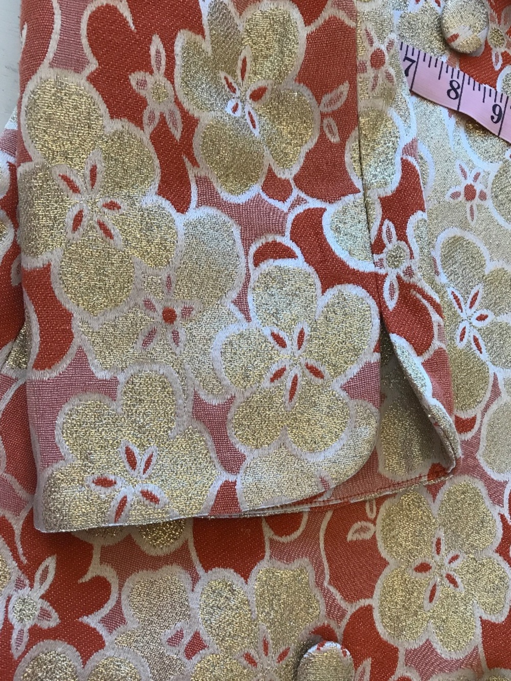 Y2K 🔥 2005 RUNWAY BANANA REPUBLIC CORAL FLORAL METALLIC JACQUARD TRENCH - Picture 14 of 16